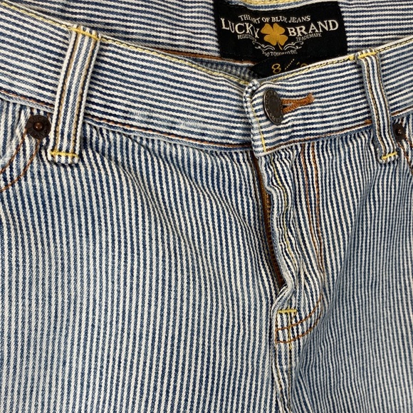 Lucky Brand Riley Distressed Denim Cutoff Striped Jean Shorts, Sz 8 - Picture 3 of 10